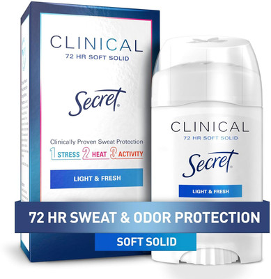 Secret Clinical Strength Advanced Solid Antiperspirant and Deodorant Light& Fresh Scent Deodorant Roll-on  -  For Men & Women(45 g)