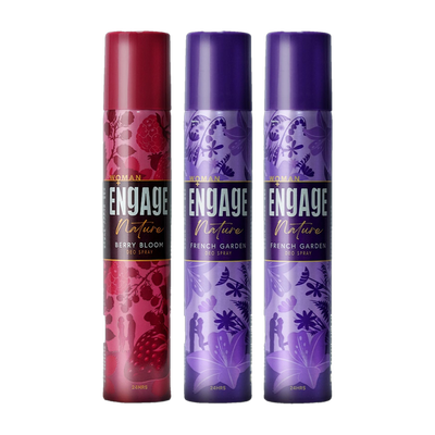 Engage Nature Deo: 2 French Garden & 1 Berry Bloom (150ml X 3) Deodorant Spray - For Women(450 ml, Pack of 3)