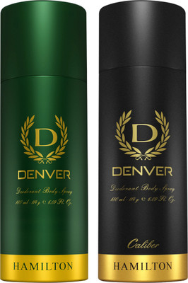 DENVER Hamilton 180 ml & Caliber 180 ml Deodorant Spray  -  For Men(360 ml, Pack of 2)