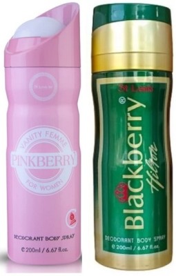 St. Louis 1 PINKBERRY & 1 BLACKBERRY HILTON DEODORANT 200 ML EACH,PACK OF 2 Deodorant Spray  -  For Men & Women(400 ml, Pack of 2)