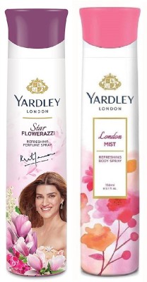 Yardley London I STAR FLOWERAZZI & 1 LONDON MIST , 150 ML EACH , PACK OF 2 Deodorant Spray  -  For Men & Women(300 ml, Pack of 2)