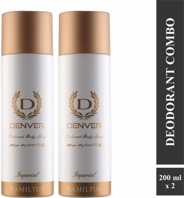DENVER Imperial Long Lasting Deodorant Spray – For Men (400 ml, Pack of 2)