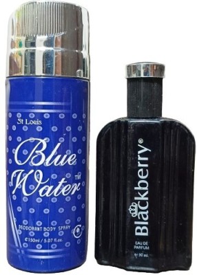 St. Louis BLUE WATER DEO 150 ML AND BLACKBERRY 50 ML PERFUME Body Spray  -  For Men & Women(200 ml, Pack of 2)