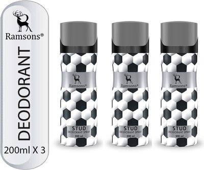 RAMSONS STUD Deodorant Spray  -  For Men & Women(600 ml, Pack of 3)