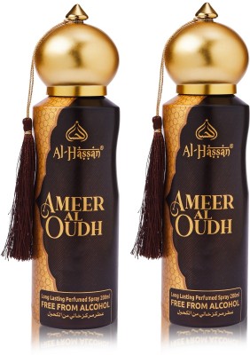 Al - Hassan Ameer Al Oudh Perfumed - 200ml | Alcohol Free Body Spray  -  For Men & Women(400 ml, Pack of 2)