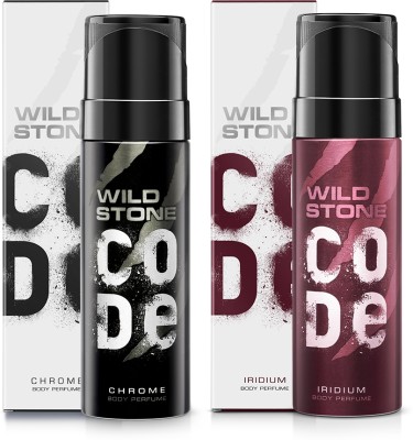 Wild Stone Code (Iridium and Chrome) - 120ml each - IC02 Perfume Body Spray  -  For Men(240 ml, Pack of 2)