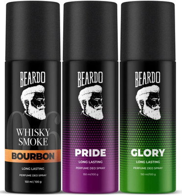 BEARDO Whisky Smoke Bourbon, Pride & Glory Body Spray | Long Lasting Deo Deodorant Deodorant Spray  -  For Men(450 ml, Pack of 3)