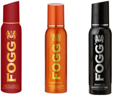 FOGG Monarch Radiate Marco 120ml body spray Set of 3pc Deodorant Spray  -  For Men & Women(360 ml, Pack of 3)