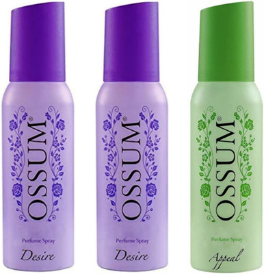 OSSUM Perfume Spray 120ML - Desire 2 Pcs & Appeal 1 Pcs Deodorant Spray  -  For Men & Women(360 ml, Pack of 3)