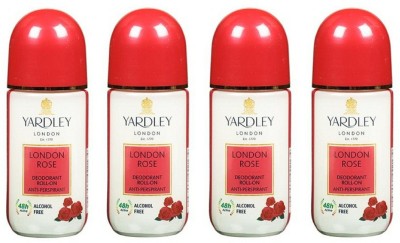 Yardley London London Rose Deodorant Roll-On Alcohol Free 50ML Each (Pack of 4) Deodorant Roll-on  -  For Women(200 ml, Pack of 4)