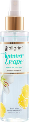 Pilgrim Summer Escape Body Mist with White Lily & Yuzu Lemon | Long-Lasting Freshness | Body Mist  -  For Women(150 ml)
