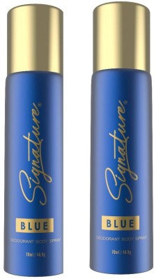 SIGNATURE Blue Long Lasting Fragrance Skin Friendly (70ML Each) Combo Deodorant Body Spray  -  For Men & Women(140 ml, Pack of 2)