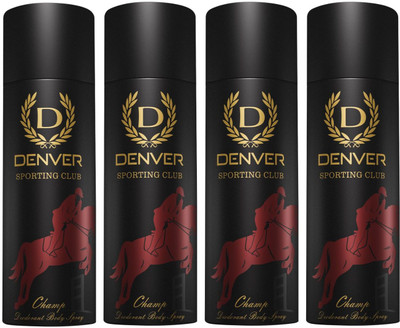 DENVER Sporting club champ Deodorant Spray  -  For Men(720 ml, Pack of 4)