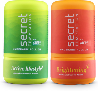 Secret Temptation Active Lifestyle and Brightening Deodorant Roll-on  -  For Women(100 ml, Pack of 2)