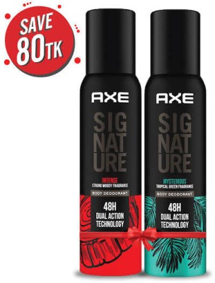 AXE Signature Intense + Mysterious Body Deodorant 2 x 122ml Body Spray  -  For Men(244 ml, Pack of 2)