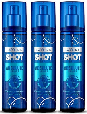 LAYER'R Shot Absolute Series Game Body Spray 135ml x Pack of 3 Body Spray  -  For Men(405 ml, Pack of 3)