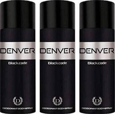 DENVER black code pack of 3 Body Spray  -  For Men(600 ml, Pack of 3)