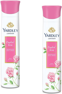 Yardley London English Rose Deodorant 150ml Each Pack Of 2 Am Body Spray  -  For Women(300 ml, Pack of 2)