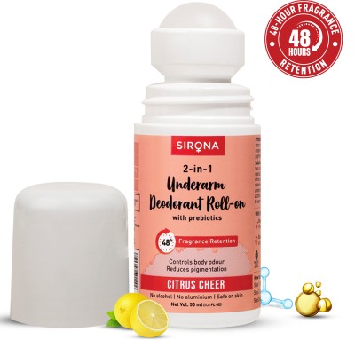 SIRONA Underarm Deodorant Roll On with Citrus Lemon | 48 hour Fragrance Retention Deodorant Roll-on  -  For Men & Women(50 ml)