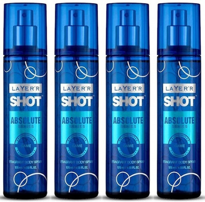 LAYER'R Shot Absolute Series Game Body Spray 135ml x Pa... Deodorant Spray  -  For Men(540 ml, Pack of 4)