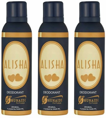 Hunaidi ALISHA DEODORANT 200 ML Body Spray  -  For Men & Women(600 ml, Pack of 3)