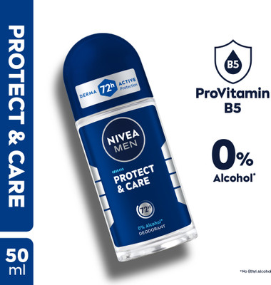 Nivea Men Protect & Care, Antibacterial 72h Protection, Long Lasting Kick of Freshness Deodorant Roll-on  -  For Men(50 ml)