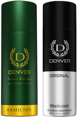 DENVER Hamilton and Black.code Original Body Deo Deodorant Spray  -  For Men(400 ml, Pack of 2)
