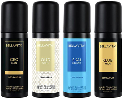 BELLAVITA Organic Deo Parfum Travel-Size Gift Set|4×50 Ml|Long Lasting Body Deodorant Spray – For Men & Women (200 Ml, Pack Of 4) For Rs. 250 @ 58 %