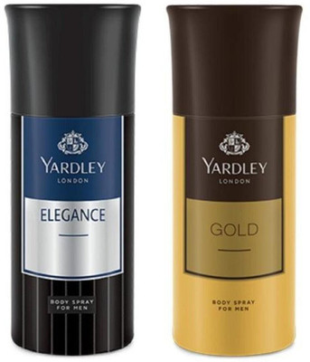 Yardley London Elegance and Gold For Men Pack Of 2 Deodorant Spray  -  For Men(150 ml, Pack of 2)