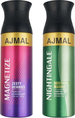 Ajmal Magnetize & Nightingale Each 200 ML Deodorant Spray  -  For Men & Women(400 ml, Pack of 2)