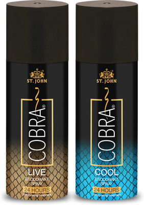 ST.JOHN Cobra Deo Live & Cool 150ml Pack of 2 Perfume Body Spray  -  For Men(150 ml, Pack of 2)
