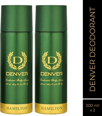 DENVER Hamilton Deodorant Spray  -  For Men(400 ml, Pack of 2)