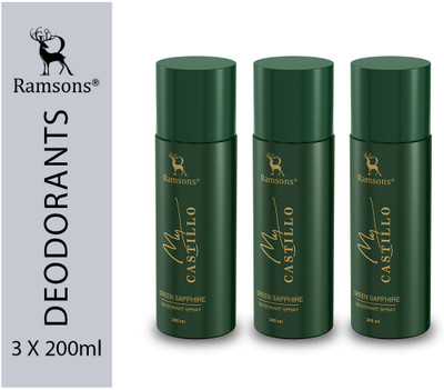 RAMSONS MY CASTILLO GREEN SAPPHIRE Deodorant Spray  -  For Men & Women(600 ml, Pack of 3)