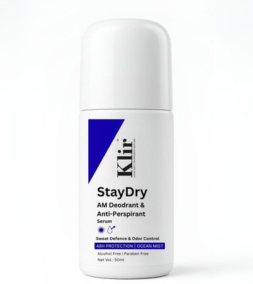 Klir StayDry All Day Protection Anti-Perspirant Roll-On Deodorant | Unisex Deodorant Roll-on - For Men & Women(50 ml)