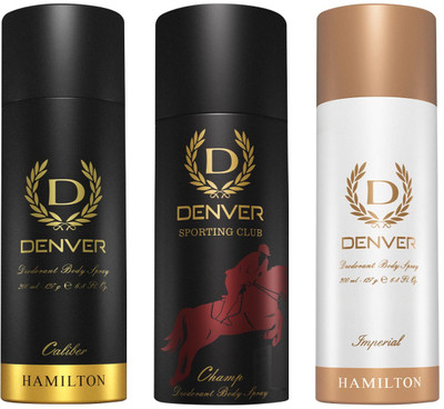 DENVER Champ Caliber and Imperial Deodorant Spray  -  For Men(600 ml, Pack of 3)
