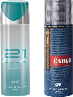 CFS Ice Water & cargo Blue Deodorant Body Spray Long lasting Freshness Body Spray  -  For Men & Women(400 ml, Pack of 2)