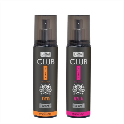 Byond Club House Tito And Vela 120ml + 120ml (Combo) Long Lasting Fragrance No Gas Deodorant Spray  -  For Men & Women(240 ml, Pack of 2)