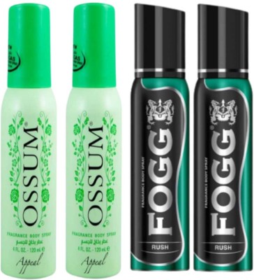 FOGG MOBILE PACK 2 APPERAL AND 2 RUSH MOBILE PACK OF 4 25 ML Body Spray  -  For Men & Women(100 ml, Pack of 4)