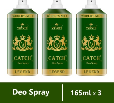 VETONI LEGEND BODY SPRAY FOR MEN (PACK OF 3) 165ML EACH(495ML) Deodorant Spray  -  For Men & Women(495 ml, Pack of 3)