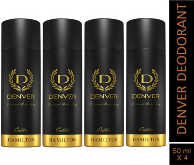 DENVER Caliber|Long Lasting|Provides 24hour odor protection Deodorant Spray  -  For Men(200 ml, Pack of 4)