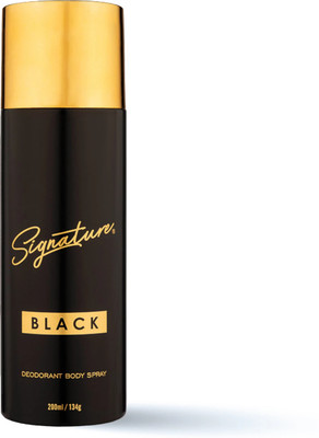 Signature Black Long Lasting Fragrance Skin Friendly Deodorant Body Spray  -  For Men(200 ml)