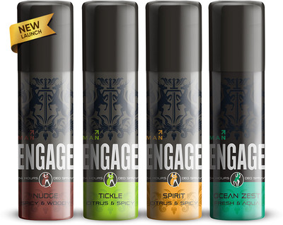 Engage Mini Deo Combo For Men 50mlx 4 | Deo For Men| Long lasting Fragrance Deodorant Spray  -  For Men(200 ml, Pack of 4)