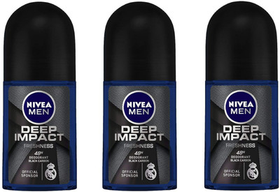 NIVEA Men Deep Impact Deodorant Roll-On 50ML Each (Pack of 3) Deodorant Roll-on  -  For Men(150 ml, Pack of 3)