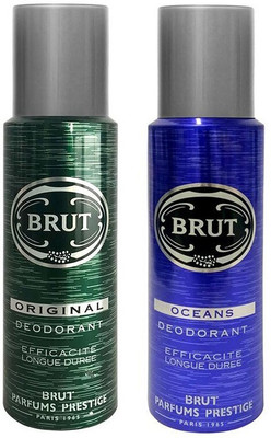 BRUT Original and Ocean Deodorant Spray  -  For Men(400 ml, Pack of 2)