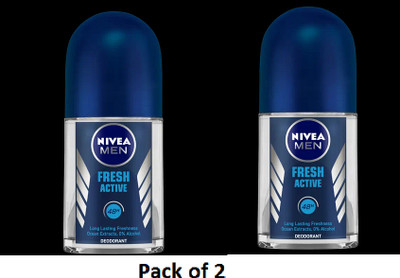 NIVEA Fresh active (Pack of 2) Deodorant Roll-on  -  For Men(25 ml, Pack of 2)
