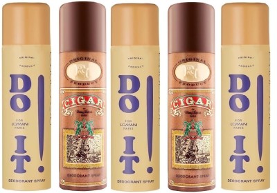 LOMANI DOIT-3,CIGAR-2 PACK OF 5 . Body Spray  -  For Men & Women(1000 ml, Pack of 5)