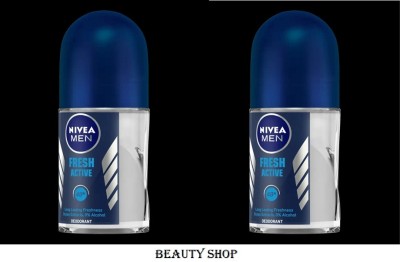 NIVEA Fresh Active Deodorant Roll-on  -  For Men(25 ml, Pack of 2)