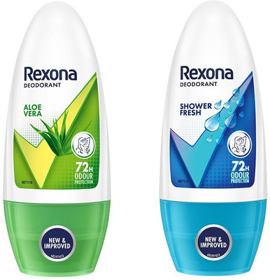 Rexona Aloe Vera and Shower Fresh Underarm Roll On Deodorant Deodorant Roll-on  -  For Women(100 ml, Pack of 2)