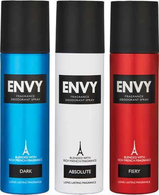 Envy Dark, Fiery & Absolute Long-Lasting Perfume Deodorant Spray  -  For Men(140 ml, Pack of 3)