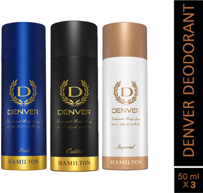 DENVER Pride,Imperial,Caliber|Long Lasting|Provides 24hour odor protection Deodorant Deodorant Spray  -  For Men(150 ml, Pack of 3)